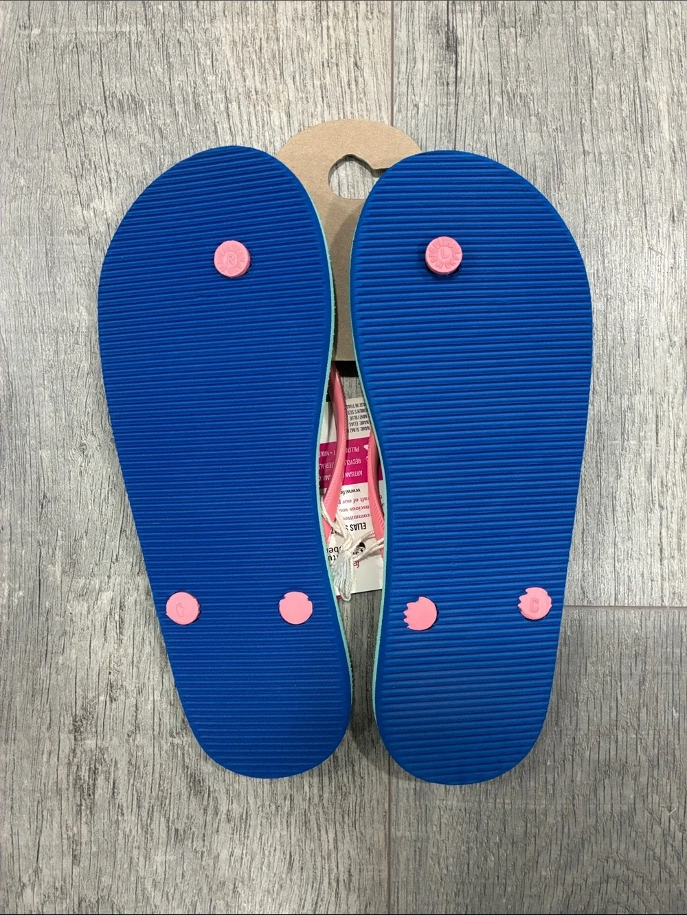 Feelgoodz Women’s Slimz Ultra Mint Blue& Pink Flip Flop Sandals Sz 9